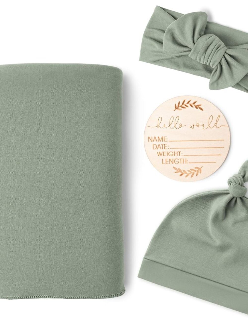 Newborn Swaddle Blanket with Beanie Hat Set, Baby Receiving Blanket